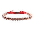 Rose gold adjustable red string bracelet set with 4mm micro-pave crystal crown beads - Single Item / Rose Gold