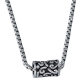 Collana da uomo in acciaio inossidabile con pendente a perla totem e catena - Motivo a Vortice