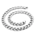 Collar de cadena cubana de acero de titanio plateado pulido estilo punk para hombre - Collar Color Acero (KN114324-Z)