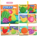 Baby stoffen boekje met fruitthema voor vroeg leren met kleurrijke pagina's en handige lus - Fruit Thema