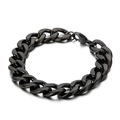 Detailed view of heavy black stainless steel Cuban link bracelet with lobster clasp - 21.5cmx12.7mm / Black (KB139254-Z)
