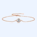 Elegant rose gold bubble bracelet with a round moissanite pendant on a sleek thin chain - Rose Gold