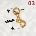 Gold solid brass swivel snap hook for bags with 55mm length and 11mm inner ring - No.3 11x55mm
