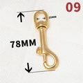 Golden brass swivel snap hook for bags and pet leashes, length 78mm and width 10mm - No.9 10x78mm