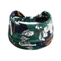 Boho-Yoga-Stirnband mit grünem Blumenmuster und elastischem Baumwollgewebe für Damen - Vintage Ländliches Blumenmuster(#14)