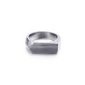 Anillo de sello para hombre en acero inoxidable plateado pulido con superficie cuadrada - US 8 / Color Acero (KR86570-KHX)