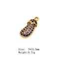 Eggplant charm pendant with purple and green zircon stones in gold plating - 6#-Eggplant