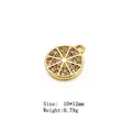 Miniature pizza charm in 18K gold finish with pave zircon stones for DIY jewelry - 7#-Orange Slice