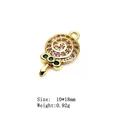 Golden lollipop pendant with pink stones and green gems measuring 10x18mm and 0.92g - 3#-Lollipop