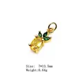 Pineapple pendant with yellow zircon and green leaves, gold finish, size 7x13.5mm - 15#-Yellow Pineapple