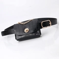 Schicker schwarzer Gürteltasche mit Krokoprägung, goldener Schnalle und Kette - 2,4 cm Breite 105 cm Länge / Steinmuster Schwarz