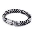 Silbernes Edelstahl-Gliederarmband für Herren mit doppeltem Weizengeflecht und Polierverschluss - Stahlfarbe Geflochten (KB92432-BD)