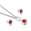Set di gioielli in argento con ciondoli in cristallo rosso e accenti di diamanti - Argento Rosso (KS136104-Z)
