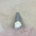 Gnomo di Natale con cappello grigio di paillettes e barba bianca da appendere - Piccolo ciondolo senza volto grigio / Grigio