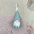 Ciondolo gnomo di Natale fatto a mano con cappello di paillettes azzurro e barba bianca - Piccolo ciondolo senza volto blu / Blu
