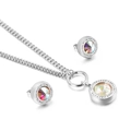 Silbernes Schmuckset mit irisierendem Kristallanhänger-Halskette und passenden Steckern - Silber Aurora (KS136110-Z)