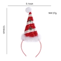 Detail view of red sequin Christmas hat headband with precise dimensions and weight info - Red Sequin Pointed Hat Headband