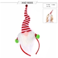 Christmas gnome headband with red and white striped hat and long white beard for party decor - White Beard Gnome Headband
