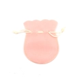 Soft pink velvet drawstring jewelry pouch with elegant ruffled edges on white background - Champagne