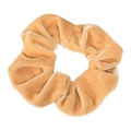 Solid color velvet hair scrunchie, soft golden elastic hair tie for women daily ponytail styling. - Milk Coffee