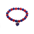 Pulsera de cuentas de ágata roja y azul con colgante corazón bandera australiana - Colgante de Corazón con Bandera de Australia (1#)