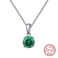 925 Sterling Silver snake necklace featuring a round green gemstone pendant - Green Zircon