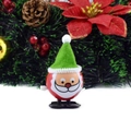 Wind-up egg-shaped Santa toy with green felt hat and white spring knob for Christmas - Wind-up Pointy Hat Santa Green