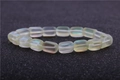Macro shot of frosted moonstone beads with iridescent finish and cubic zirconia spheres - Cyan Pink Interwoven Aurora Style (6)