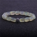Macro shot of pale yellow beaded bracelet with a micro-paved dark zircon silver ball - Pale Yellow Translucent With Diamond Ball Style (13)