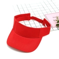Red sun visor hat in breathable cotton with adjustable strap for outdoor sports - Adjustable / Red
