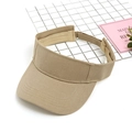 Khaki open-top sun visor hat with twill texture and adjustable back strap for summer - Adjustable / Khaki