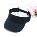 Dark blue open top sun visor hat with adjustable back and breathable cotton fabric - Adjustable / Navy Blue