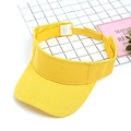 Yellow cotton open-top sun visor hat with adjustable velcro strap for summer sports - Adjustable / Yellow