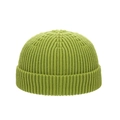 Ribbed knit beanie cap in grass green featuring a classic cuffed docker style for autumn - One Size / Green