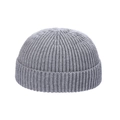 Classic grey ribbed knit beanie cap with a stylish cuffed design for winter warmth - One Size / Gray