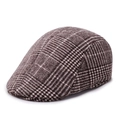 Classic coffee and beige plaid wool newsboy cap for elderly men and women - 58cm One Size / Light Brown Large Plaid