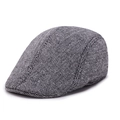 Classic herringbone wool blend flat cap for elderly men in a grey textured finish - 58cm One Size / Twill Gray