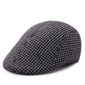 Classic black and grey houndstooth flat cap for men with warm wool blend fabric - 58cm One Size / Dark Grey Houndstooth