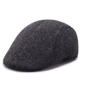 Classic dark grey herringbone flat cap made of thick wool for warmth and vintage style - 58cm One Size / Twill Black