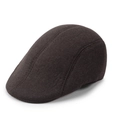 Classic dark brown wool blend flat cap for elderly men with refined stitching details - 58cm One Size / Brown