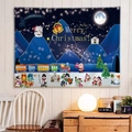 Christmas night tapestry with Santa, snowmen and Merry Christmas text on blue background - Style 5-Xmas Train Mountain