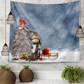 Tapiz navideño detallado con muñeco de nieve y árbol en una habitación acogedora - Estilo 2-Muñeco de Nieve Bosque / 150x130cm