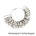 Flat metal ring sizer measuring tool set with Hong Kong sizes 1-33 on a wire loop - HK Size 1-33 (Flat)
