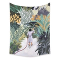 Arazzo bohémien con illustrazione di una persona che annaffia un giardino fiorito - LT312-4-Annaffiamento del Giardino / 73X95CM/Tessuto Spazzolato
