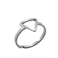 Adjustable silver stainless steel ring featuring a geometric hollow triangle design - Adjustable Open / Triangle Steel Color