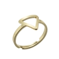 Adjustable golden stainless steel ring featuring a geometric triangle charm design - Adjustable Open / Triangle Shape Gold