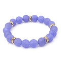 Lavender natural stone beaded bracelet with gold rhinestone spacers on white background - Lavender