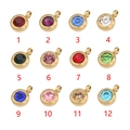 Set of 12 birthstone crystal charms with 6.5mm gold stainless steel frames for DIY jewelry - Blue (No. 9) / Gold