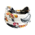 Elastisches weißes Yoga-Stirnband mit tropischem Blumendruck und Boho-Muster-Design - Weiß Rosa Orange Tropisches Blumenmuster(#19)