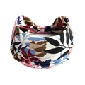 Elastisches Boho-Yoga-Stirnband mit Blattmuster und Knotendesign in bunten Farben - Rosa Blau Braun Schwarz Botanische Blätter(#21)